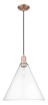 Berkshire Glass - 1 Light - 16 inch - Antique Copper - Cord hung - Mini Pendant (3442|716-1P-AC-GBC-162)