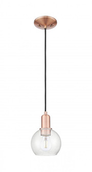 Athens - 1 Light - 6 inch - Antique Copper - Cord hung - Mini Pendant (3442|716-1P-AC-G124-6)