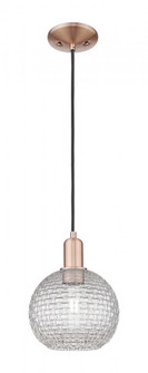 Athens - 1 Light - 8 inch - Antique Copper - Cord hung - Mini Pendant (3442|716-1P-AC-G122C-8CL)