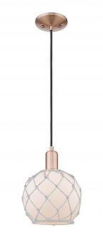 Farmhouse Rope - 1 Light - 8 inch - Antique Copper - Cord hung - Mini Pendant (3442|716-1P-AC-G121-8RW)