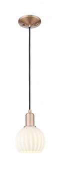White Venetian - 1 Light - 6 inch - Antique Copper - Cord hung - Mini Pendant (3442|716-1P-AC-G1217-6WV)