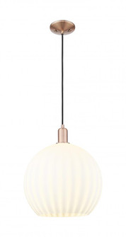 White Venetian - 1 Light - 14 inch - Antique Copper - Cord hung - Mini Pendant (3442|716-1P-AC-G1217-14WV)