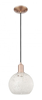 White Mouchette - 1 Light - 8 inch - Antique Copper - Cord hung - Mini Pendant (3442|716-1P-AC-G1216-8WM)