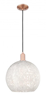 White Mouchette - 1 Light - 14 inch - Antique Copper - Cord hung - Mini Pendant (3442|716-1P-AC-G1216-14WM)