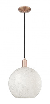 White Mouchette - 1 Light - 12 inch - Antique Copper - Cord hung - Mini Pendant (3442|716-1P-AC-G1216-12WM)