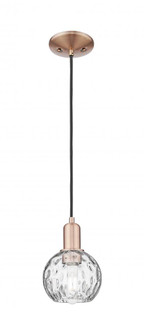 Athens Water Glass - 1 Light - 6 inch - Antique Copper - Cord hung - Mini Pendant (3442|716-1P-AC-G1215-6)