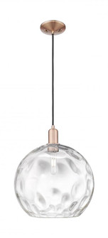 Athens Water Glass - 1 Light - 13 inch - Antique Copper - Cord hung - Mini Pendant (3442|716-1P-AC-G1215-14)