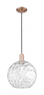 Athens Water Glass - 1 Light - 12 inch - Antique Copper - Cord hung - Mini Pendant (3442|716-1P-AC-G1215-12)
