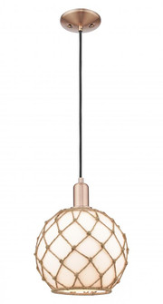 Farmhouse Rope - 1 Light - 10 inch - Antique Copper - Cord hung - Mini Pendant (3442|716-1P-AC-G121-10RB)