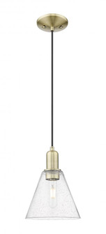 Berkshire Glass - 1 Light - 8 inch - Antique Brass - Cord hung - Mini Pendant (3442|716-1P-AB-GBC-84)