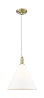 Berkshire Glass - 1 Light - 12 inch - Antique Brass - Cord hung - Mini Pendant (3442|716-1P-AB-GBC-121)