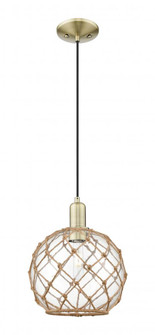 Farmhouse Rope - 1 Light - 10 inch - Antique Brass - Cord hung - Mini Pendant (3442|716-1P-AB-G122-10RB)