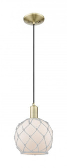 Farmhouse Rope - 1 Light - 8 inch - Antique Brass - Cord hung - Mini Pendant (3442|716-1P-AB-G121-8RW)