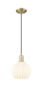 White Venetian - 1 Light - 8 inch - Antique Brass - Cord hung - Mini Pendant (3442|716-1P-AB-G1217-8WV)