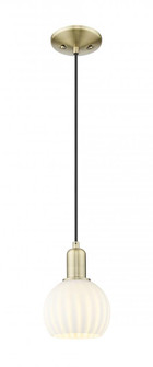 White Venetian - 1 Light - 6 inch - Antique Brass - Cord hung - Mini Pendant (3442|716-1P-AB-G1217-6WV)