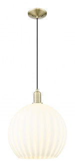 White Venetian - 1 Light - 14 inch - Antique Brass - Cord hung - Mini Pendant (3442|716-1P-AB-G1217-14WV)