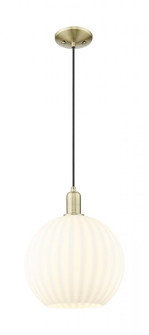 White Venetian - 1 Light - 12 inch - Antique Brass - Cord hung - Mini Pendant (3442|716-1P-AB-G1217-12WV)