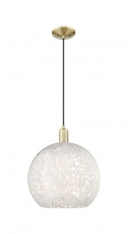 White Mouchette - 1 Light - 14 inch - Antique Brass - Cord hung - Mini Pendant (3442|716-1P-AB-G1216-14WM)