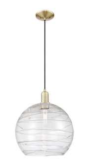Athens Deco Swirl - 1 Light - 14 inch - Antique Brass - Cord hung - Mini Pendant (3442|716-1P-AB-G1213-14CL)