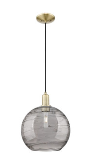 Athens Deco Swirl - 1 Light - 12 inch - Antique Brass - Cord hung - Mini Pendant (3442|716-1P-AB-G1213-12CL)