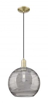 Athens Deco Swirl - 1 Light - 12 inch - Antique Brass - Cord hung - Mini Pendant (3442|716-1P-AB-G1213-12SM)
