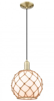 Farmhouse Rope - 1 Light - 10 inch - Antique Brass - Cord hung - Mini Pendant (3442|716-1P-AB-G121-10RB)