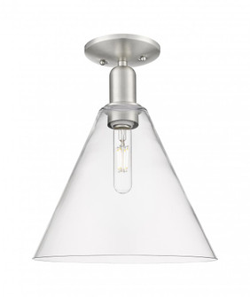 Berkshire Glass - 1 Light - 12 inch - Brushed Satin Nickel - Semi-Flush Mount (3442|716-1C-SN-GBC-122)