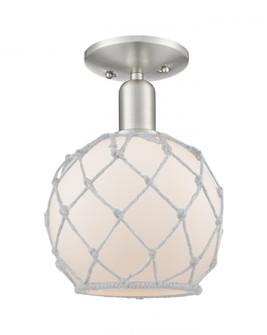 Farmhouse Rope - 1 Light - 8 inch - Brushed Satin Nickel - Semi-Flush Mount (3442|716-1C-SN-G121-8RW)