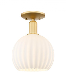 White Venetian - 1 Light - 10 inch - Satin Gold - Semi-Flush Mount (3442|716-1C-SG-G1217-10WV)