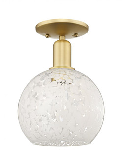 White Mouchette - 1 Light - 8 inch - Satin Gold - Semi-Flush Mount (3442|716-1C-SG-G1216-8WM)