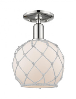 Farmhouse Rope - 1 Light - 8 inch - Polished Nickel - Semi-Flush Mount (3442|716-1C-PN-G121-8RW)