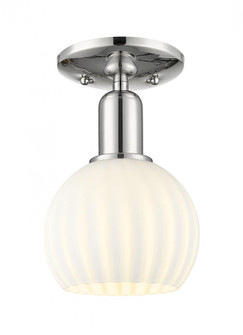 White Venetian - 1 Light - 6 inch - Polished Nickel - Semi-Flush Mount (3442|716-1C-PN-G1217-6WV)
