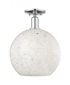 White Mouchette - 1 Light - 12 inch - Polished Chrome - Semi-Flush Mount (3442|716-1C-PC-G1216-12WM)