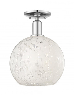 White Mouchette - 1 Light - 10 inch - Polished Chrome - Semi-Flush Mount (3442|716-1C-PC-G1216-10WM)
