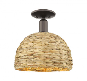 Woven Rattan - 1 Light - 12 inch - Oil Rubbed Bronze - Semi-Flush Mount (3442|716-1C-OB-RBD-12-NAT)