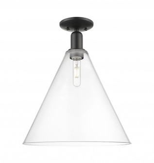 Berkshire Glass - 1 Light - 16 inch - Matte Black - Semi-Flush Mount (3442|716-1C-BK-GBC-162)
