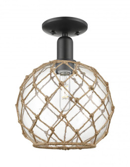 Farmhouse Rope - 1 Light - 10 inch - Matte Black - Semi-Flush Mount (3442|716-1C-BK-G122-10RB)
