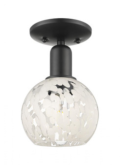 White Mouchette - 1 Light - 6 inch - Matte Black - Semi-Flush Mount (3442|716-1C-BK-G1216-6WM)
