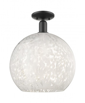 White Mouchette - 1 Light - 14 inch - Matte Black - Semi-Flush Mount (3442|716-1C-BK-G1216-14WM)
