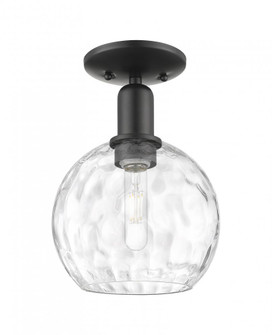 Athens Water Glass - 1 Light - 8 inch - Matte Black - Semi-Flush Mount (3442|716-1C-BK-G1215-8)