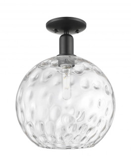 Athens Water Glass - 1 Light - 12 inch - Matte Black - Semi-Flush Mount (3442|716-1C-BK-G1215-12)
