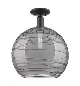 Athens Deco Swirl - 1 Light - 14 inch - Matte Black - Semi-Flush Mount (3442|716-1C-BK-G1213-14SM)