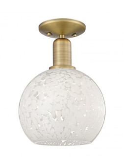 White Mouchette - 1 Light - 8 inch - Brushed Brass - Semi-Flush Mount (3442|716-1C-BB-G1216-8WM)