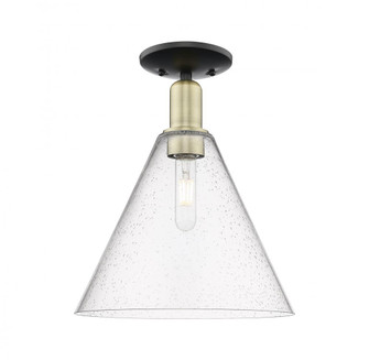 Berkshire Glass - 1 Light - 12 inch - Black Antique Brass - Semi-Flush Mount (3442|716-1C-BAB-GBC-124)