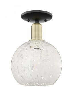 White Mouchette - 1 Light - 8 inch - Black Antique Brass - Semi-Flush Mount (3442|716-1C-BAB-G1216-8WM)