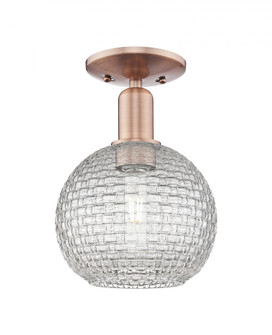 Athens - 1 Light - 8 inch - Antique Copper - Semi-Flush Mount (3442|716-1C-AC-G122C-8CL)