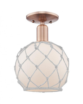 Farmhouse Rope - 1 Light - 8 inch - Antique Copper - Semi-Flush Mount (3442|716-1C-AC-G121-8RW)