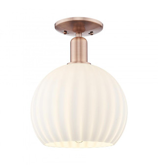 White Venetian - 1 Light - 10 inch - Antique Copper - Semi-Flush Mount (3442|716-1C-AC-G1217-10WV)