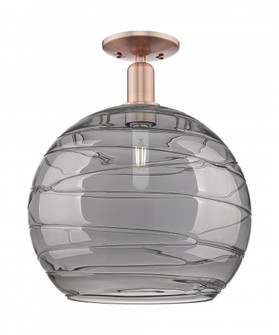 Athens Deco Swirl - 1 Light - 14 inch - Antique Copper - Semi-Flush Mount (3442|716-1C-AC-G1213-14SM)