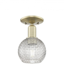 Athens - 1 Light - 6 inch - Antique Brass - Semi-Flush Mount (3442|716-1C-AB-G122C-6CL)
